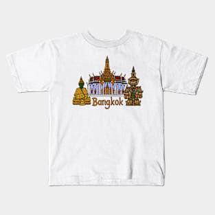 Wat Phra Kaew, the Grand Palace with Emerald Buddha and Yaksha giant demon. Kids T-Shirt